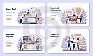 Frontend development web banner or landing page set. Website