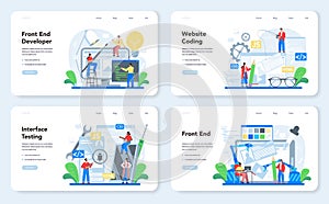 Frontend development web banner or landing page set. Website interface
