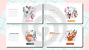 Frontend development web banner or landing page set. Website interface