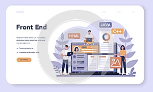 Frontend development web banner or landing page. Website