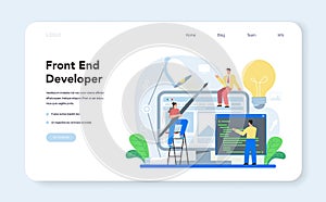 Frontend development web banner or landing page. Website interface