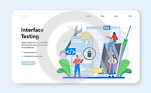 Frontend development web banner or landing page. Website interface