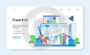 Frontend development web banner or landing page. Website interface