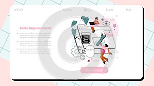 Frontend development web banner or landing page. Website interface