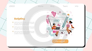 Frontend development web banner or landing page. Website interface