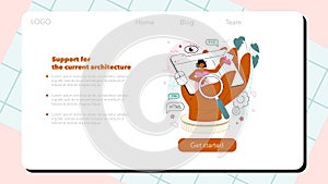 Frontend development web banner or landing page. Website interface