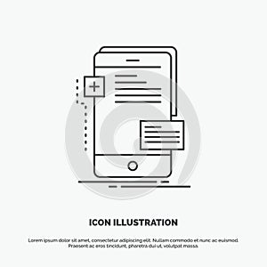 frontend, interface, mobile, phone, developer Icon. Line vector gray symbol for UI and UX, website or mobile application