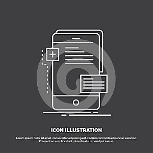 frontend, interface, mobile, phone, developer Icon. Line vector symbol for UI and UX, website or mobile application