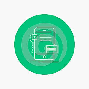 frontend, interface, mobile, phone, developer White Line Icon in Circle background. vector icon illustration