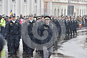 Frontier police officers parading on a national event