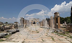 Frontinus Gate and Street in Hierapolis Ancient City, Turkey