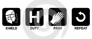 Frontliner Pandemic Routine, Shield, Duty and Pray - Print Design