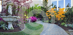 Frontyard Landscaping with Paver Walkway photo