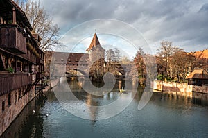 Fronveste and Schlayerturm Tower at Pegnitz River - Nuremberg, Bavaria, Germany