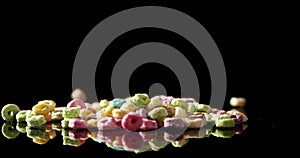 Froot loops on black background 4k