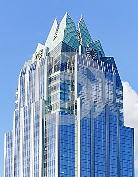 The Frost Bank Tower Skyscraper in downtown Austin Texas