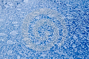 Frost on a blue surface