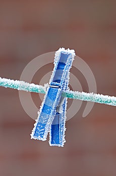 Frost on clothespin