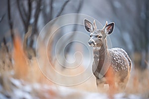 frost-covered duiker during a chilly morning