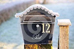 Frost Covered Ornamental Post Box