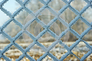 Frost covered on wired fence
