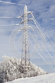 Frost crystals on Power Lines