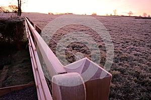 Frost on a fence rural Wales