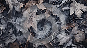 Frost Leaves: Moody Monochromatic Imagery Of Brown And Gray Pile photo