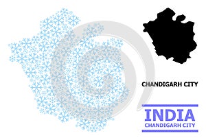 Frost Mosaic Map of Chandigarh City with Snow Flakes