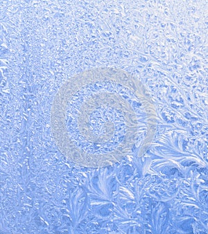 frost pattern on a windowpane closeup