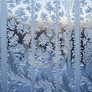 Frost patterns on a window create