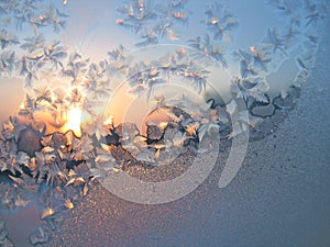 Frost and sun background photo