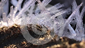 Frost Wood with Frosty Crystals Macro Closeup Background Seamless Loop