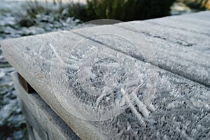 frost on a wooden surface