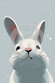 Frostbitten Fluff: The Adorable Tale of a White Rabbit with Pink