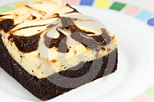 Frosted chocolate cheese brownie