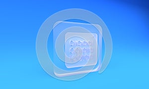 Frosted glass Binary code icon isolated on blue background. Square frosted glass button. 3D render illustration