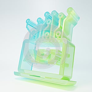 Frosted glass Computer api interface icon isolated on white background. Application programming interface API technology