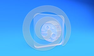 Frosted glass Planet Mars icon isolated on blue background. Square frosted glass button. 3D render illustration