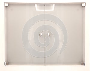 Frosted glass or plexiglass door isolated on white