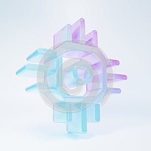 Frosted glass Processor icon isolated on white background. CPU, central processing unit, microchip, microcircuit