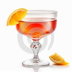 Frosted rim Negroni cocktail with Campari and sweet vermouth