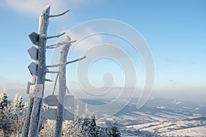 Frosted signpost