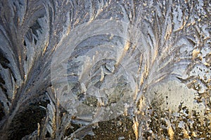 Frosted winter window glass surface background