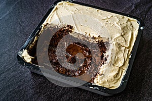 Frosting Chocolate Peanut Butter Cake Brownie in Square Mold