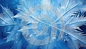 Frosty Blue Ice Texture with Intricate Crystalline Patterns Winters Chill in HighDefinition Detail, Ideal for Digital Art, Home photo
