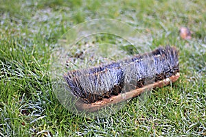 Frosty bristles on a discarded brush head