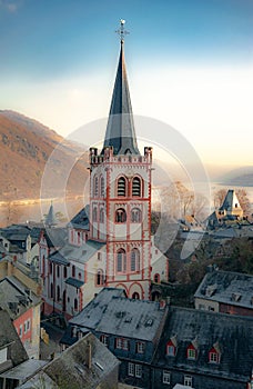 Frosty day at Bacharach am Rhein, Rhineland-Palatinate, Germany