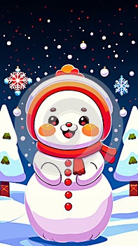 Frosty Friend Delight: Cutesy Snowman Vector for Winter Joy photo