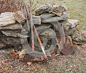 Frosty garden tools